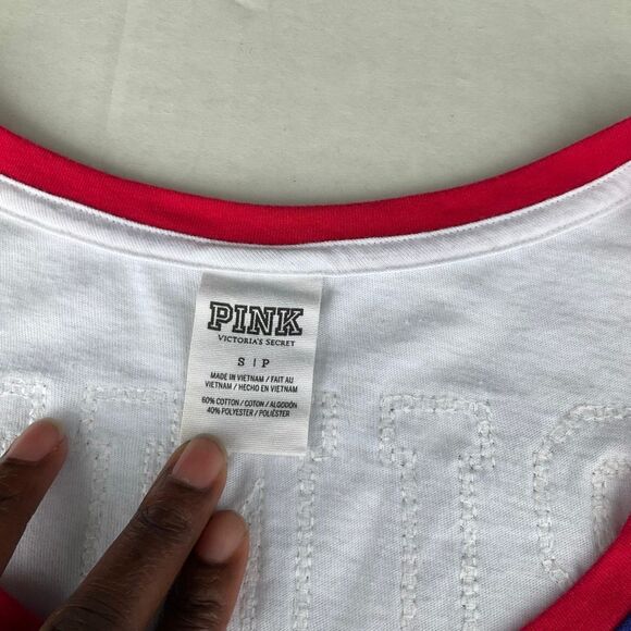 Victoria’s Secret Pink Sequin Flag Tank Top Patriotic Graphic Bling Y2K Small - Picture 4 of 9